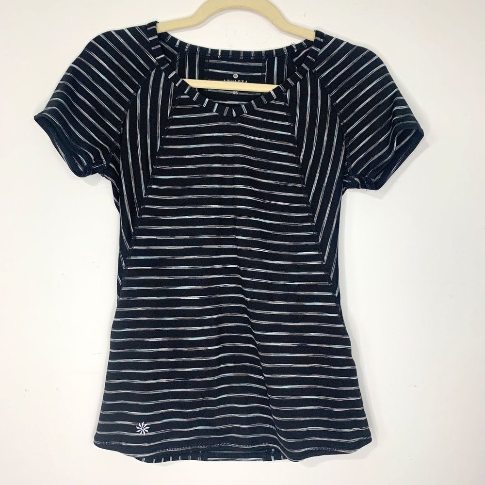 ATHLETA Pump It Up Striped Short Sleeve Tee Sz XS‎
